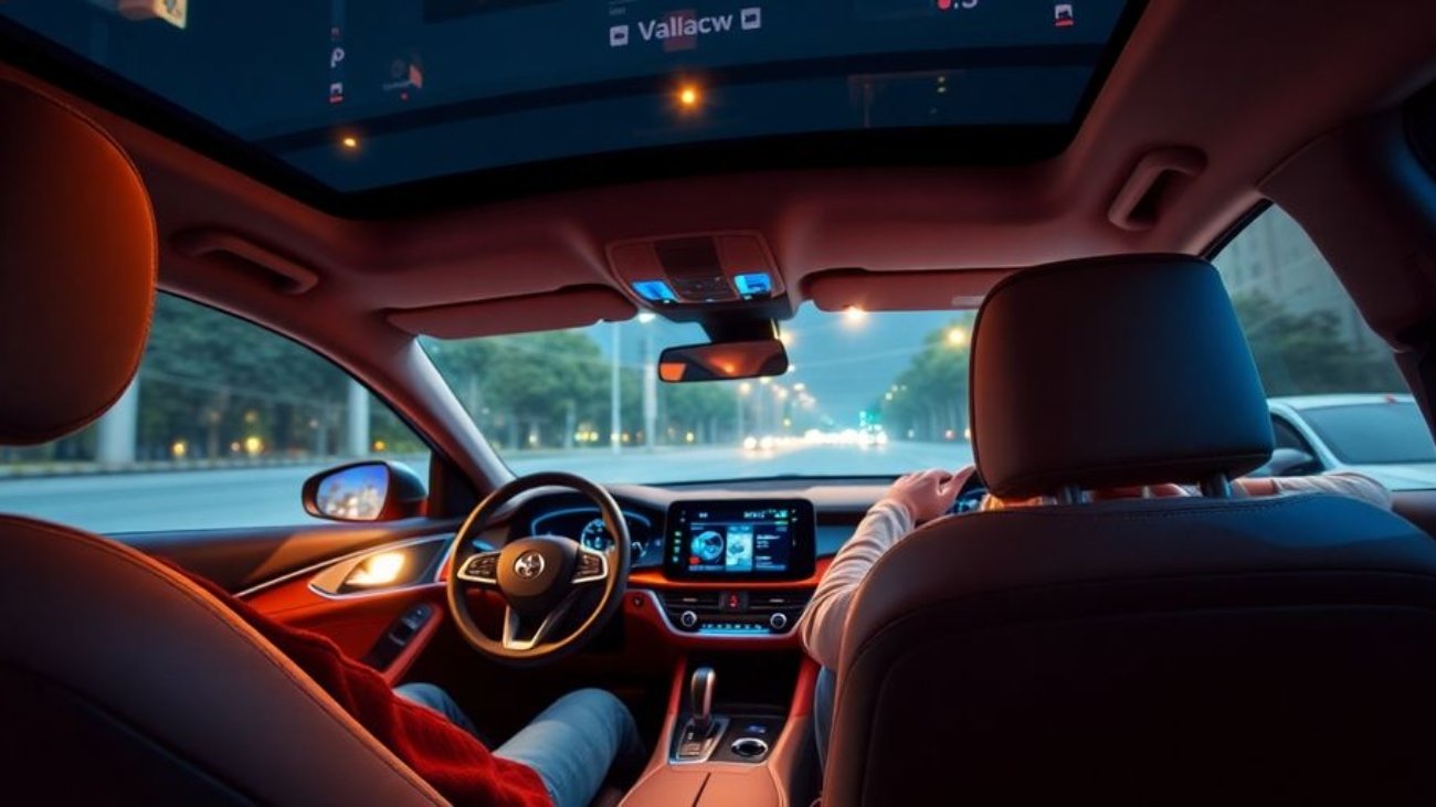 Intérieur de voiture moderne et confortable.